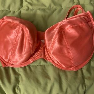 Fredericks of Hollywood satin coral bra 36 DD